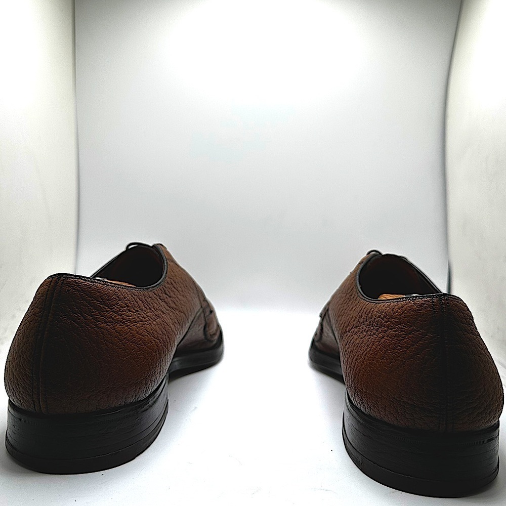 HARTT Imported Exotic Water Bison Mens Brown Derby Dress Shoes c. 1960 Sz.9E π₯ - Picture 7 of 17